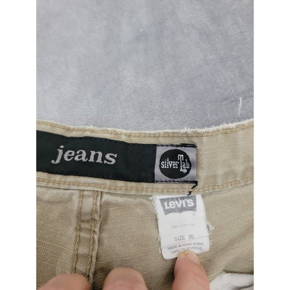 Levis Shorts Mens 38 Beige Vintage Silvertab‎ Canvas Work Wear - Picture 5 of 6